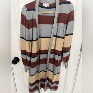 Marled Multicolor Striped Cardigan